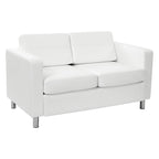 Faux Leather Loveseat with Antimicrobial Fabric, Box Spring Seat, Silver Legs, 51.5"W