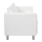 Faux Leather Loveseat with Antimicrobial Fabric, Box Spring Seat, Silver Legs, 51.5"W