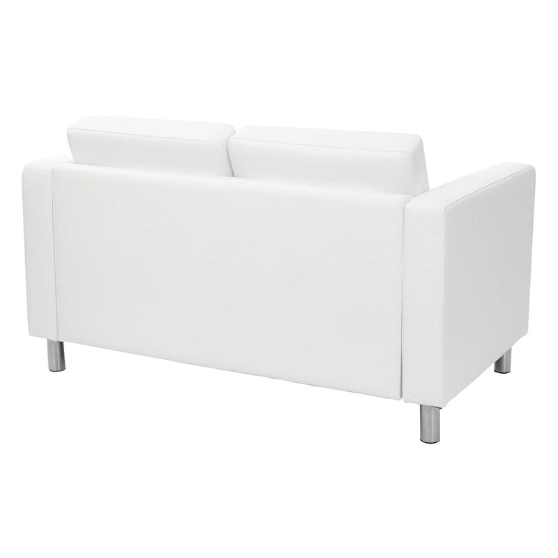 Faux Leather Loveseat with Antimicrobial Fabric, Box Spring Seat, Silver Legs, 51.5"W