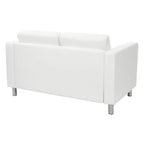 Faux Leather Loveseat with Antimicrobial Fabric, Box Spring Seat, Silver Legs, 51.5"W