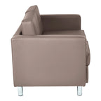 Faux Leather Loveseat with Antimicrobial Fabric, Box Spring Seat, Silver Legs, 51.5"W