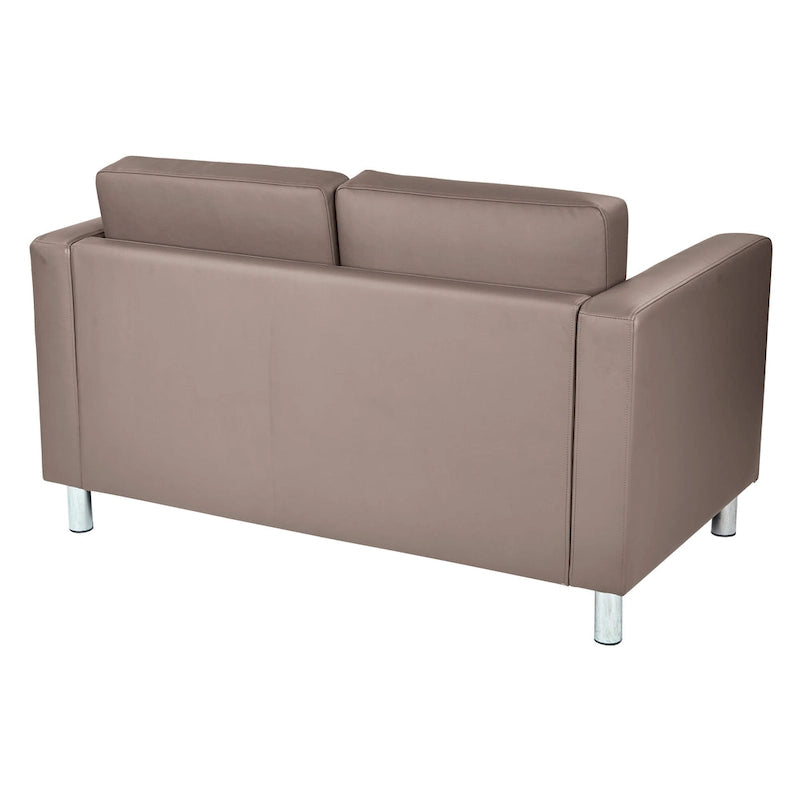 Faux Leather Loveseat with Antimicrobial Fabric, Box Spring Seat, Silver Legs, 51.5"W