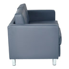 Faux Leather Loveseat with Antimicrobial Fabric, Box Spring Seat, Silver Legs, 51.5"W