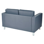 Faux Leather Loveseat with Antimicrobial Fabric, Box Spring Seat, Silver Legs, 51.5"W
