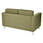Faux Leather Loveseat with Antimicrobial Fabric, Box Spring Seat, Silver Legs, 51.5"W