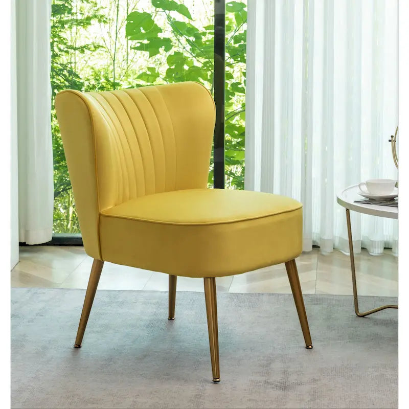 23.2" Wide Velvet Armless Accent Chair with Metal Legs, Mid-Century Modern Slipper Chair