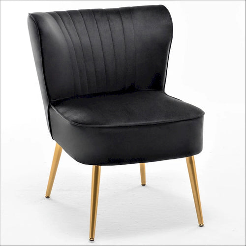 23.2" Wide Velvet Armless Accent Chair with Metal Legs, Mid-Century Modern Slipper Chair