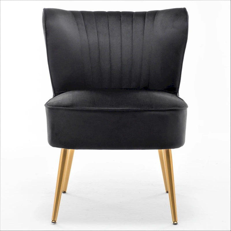 23.2" Wide Velvet Armless Accent Chair with Metal Legs, Mid-Century Modern Slipper Chair