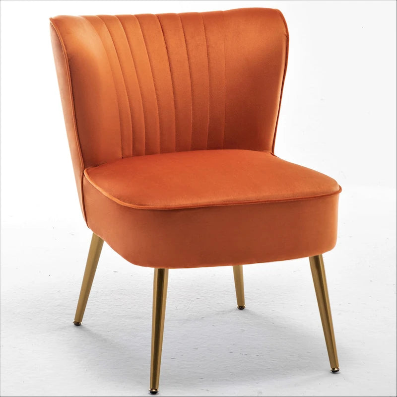 23.2" Wide Velvet Armless Accent Chair with Metal Legs, Mid-Century Modern Slipper Chair