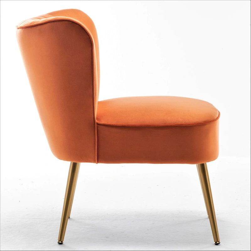 23.2" Wide Velvet Armless Accent Chair with Metal Legs, Mid-Century Modern Slipper Chair