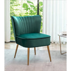 23.2" Wide Velvet Armless Accent Chair with Metal Legs, Mid-Century Modern Slipper Chair