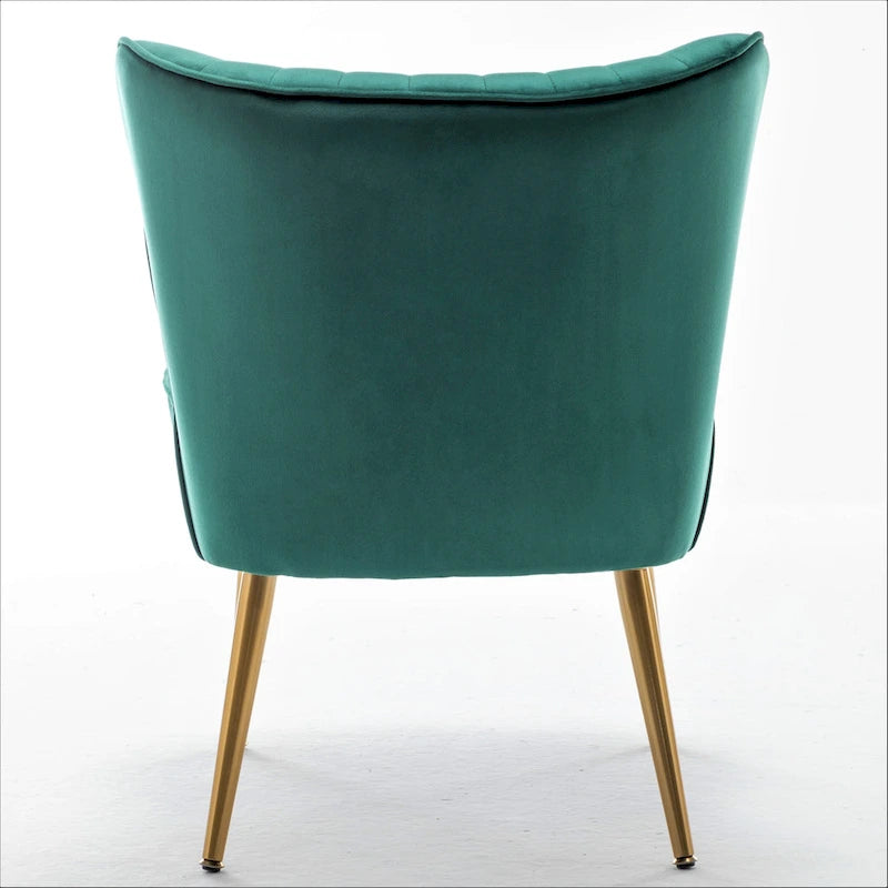 23.2" Wide Velvet Armless Accent Chair with Metal Legs, Mid-Century Modern Slipper Chair