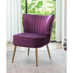 23.2" Wide Velvet Armless Accent Chair with Metal Legs, Mid-Century Modern Slipper Chair