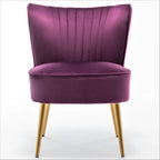 23.2" Wide Velvet Armless Accent Chair with Metal Legs, Mid-Century Modern Slipper Chair