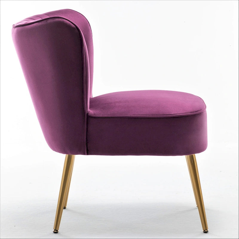 23.2" Wide Velvet Armless Accent Chair with Metal Legs, Mid-Century Modern Slipper Chair