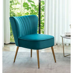 23.2" Wide Velvet Armless Accent Chair with Metal Legs, Mid-Century Modern Slipper Chair