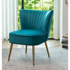 23.2" Wide Velvet Armless Accent Chair with Metal Legs, Mid-Century Modern Slipper Chair