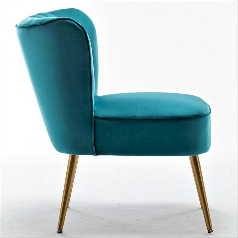 23.2" Wide Velvet Armless Accent Chair with Metal Legs, Mid-Century Modern Slipper Chair