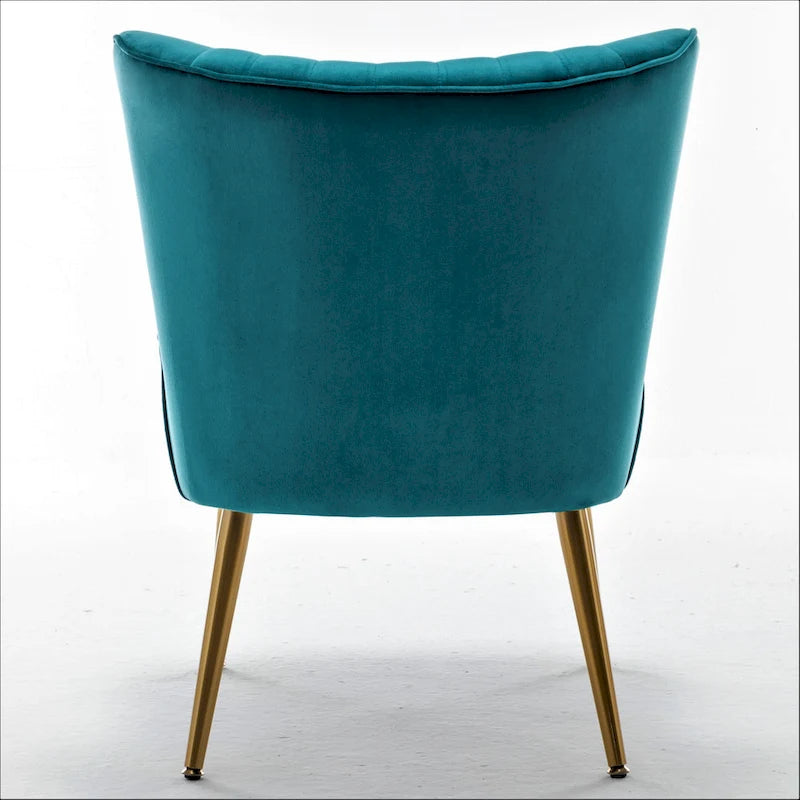 23.2" Wide Velvet Armless Accent Chair with Metal Legs, Mid-Century Modern Slipper Chair