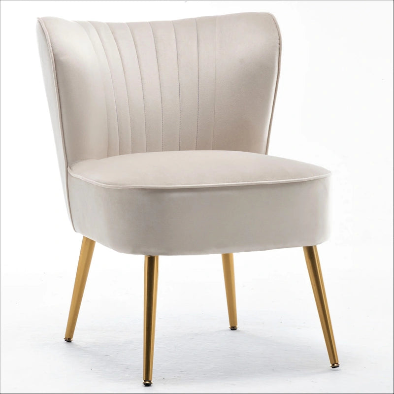 23.2" Wide Velvet Armless Accent Chair with Metal Legs, Mid-Century Modern Slipper Chair