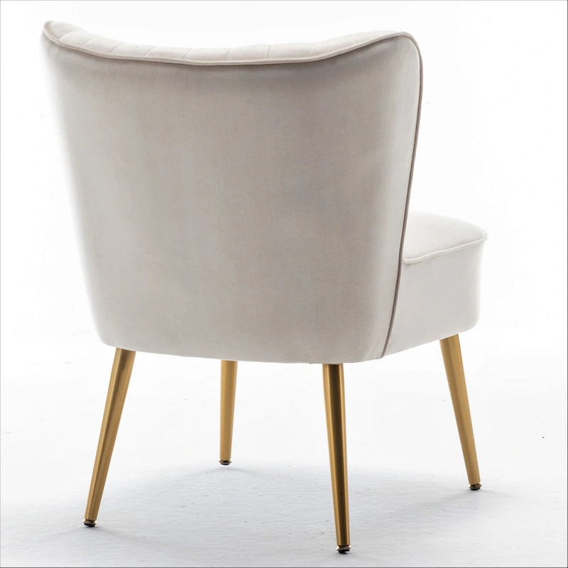 23.2" Wide Velvet Armless Accent Chair with Metal Legs, Mid-Century Modern Slipper Chair