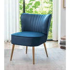 23.2" Wide Velvet Armless Accent Chair with Metal Legs, Mid-Century Modern Slipper Chair