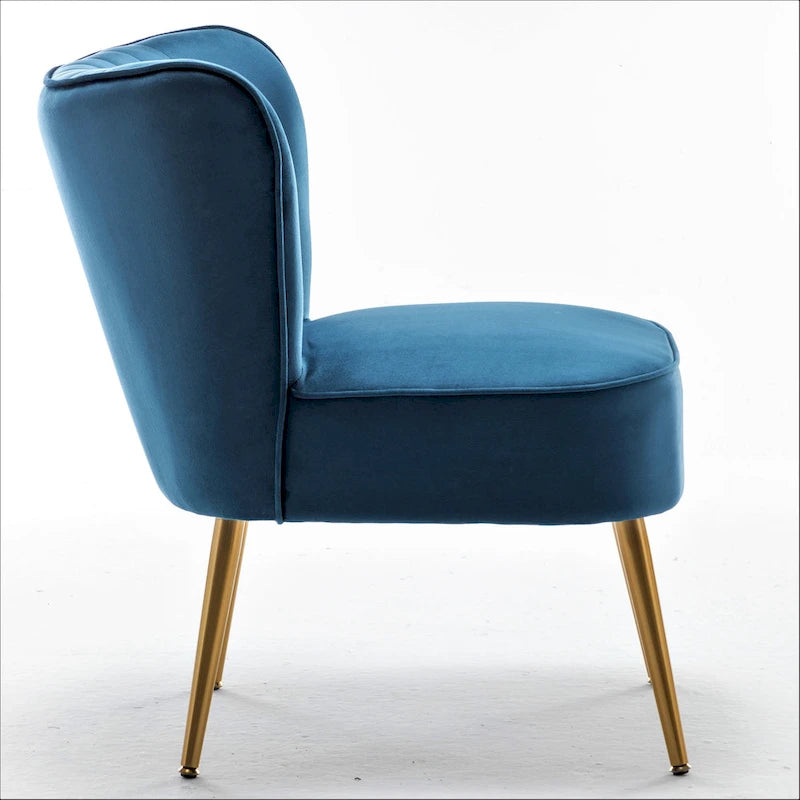 23.2" Wide Velvet Armless Accent Chair with Metal Legs, Mid-Century Modern Slipper Chair