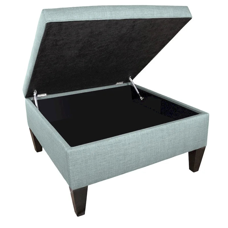 Square Storage Ottoman with Upholstered Welted Top, 34" x 34" x 19", Polyester Fabric
