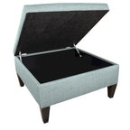 Square Storage Ottoman with Upholstered Welted Top, 34" x 34" x 19", Polyester Fabric