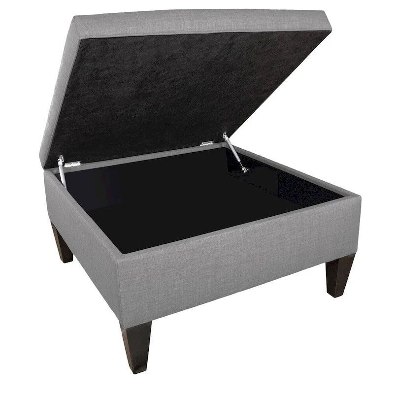 Square Storage Ottoman with Upholstered Welted Top, 34" x 34" x 19", Polyester Fabric