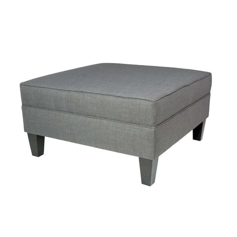 Square Storage Ottoman with Upholstered Welted Top, 34" x 34" x 19", Polyester Fabric