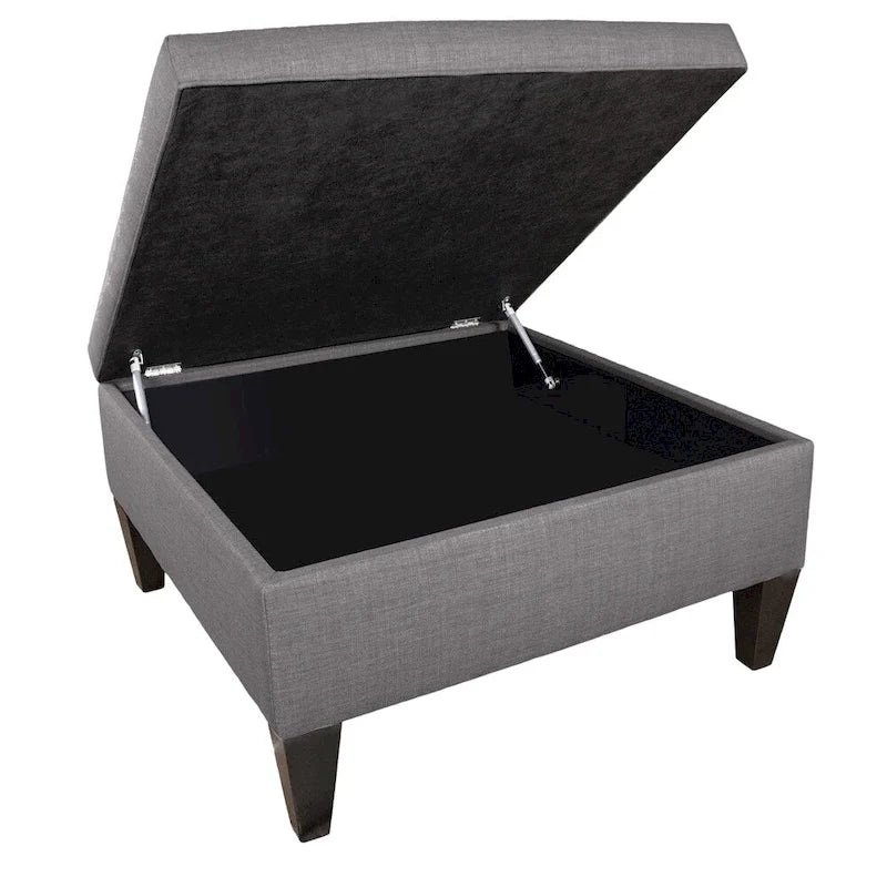 Square Storage Ottoman with Upholstered Welted Top, 34" x 34" x 19", Polyester Fabric