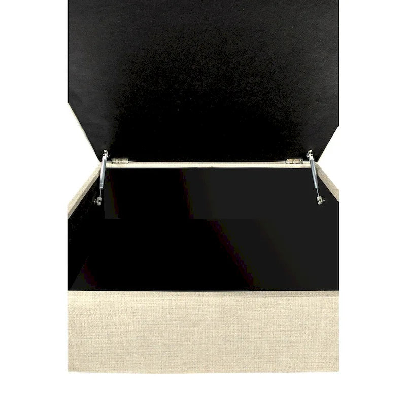 Square Storage Ottoman with Upholstered Welted Top, 34" x 34" x 19", Polyester Fabric