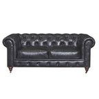 Chesterfield Loveseat Sofa, Tufted Upholstered 2-Seater, Available in Dark Brown, Chestnut, Black & Bark Brown