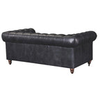 Chesterfield Loveseat Sofa, Tufted Upholstered 2-Seater, Available in Dark Brown, Chestnut, Black & Bark Brown