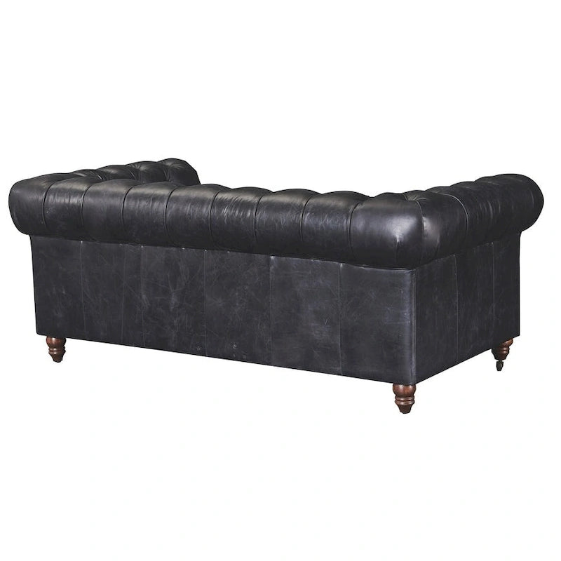 Chesterfield Loveseat Sofa, Tufted Upholstered 2-Seater, Available in Dark Brown, Chestnut, Black & Bark Brown