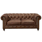 Chesterfield Loveseat Sofa, Tufted Upholstered 2-Seater, Available in Dark Brown, Chestnut, Black & Bark Brown