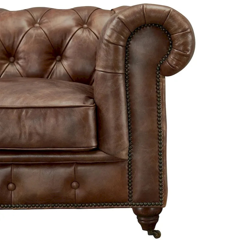 Chesterfield Loveseat Sofa, Tufted Upholstered 2-Seater, Available in Dark Brown, Chestnut, Black & Bark Brown