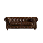 Chesterfield Loveseat Sofa, Tufted Upholstered 2-Seater, Available in Dark Brown, Chestnut, Black & Bark Brown
