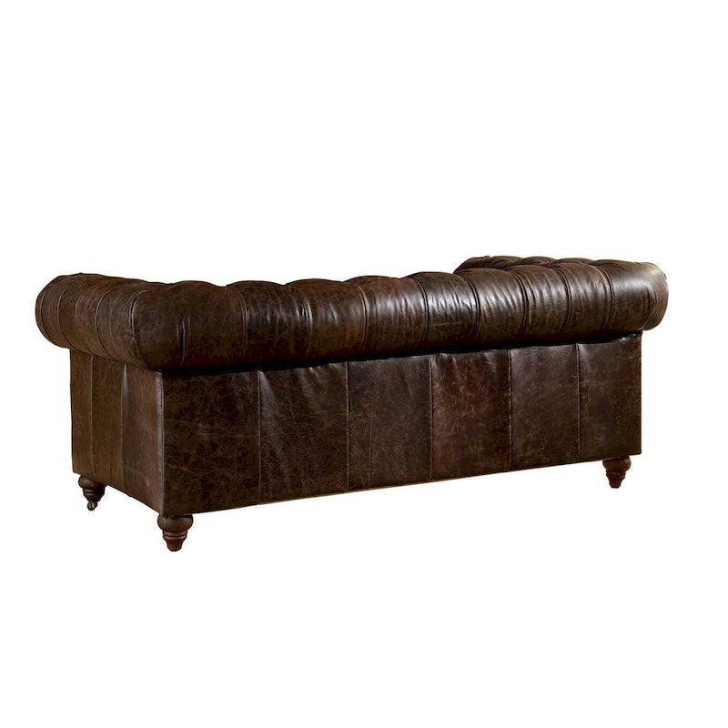Chesterfield Loveseat Sofa, Tufted Upholstered 2-Seater, Available in Dark Brown, Chestnut, Black & Bark Brown