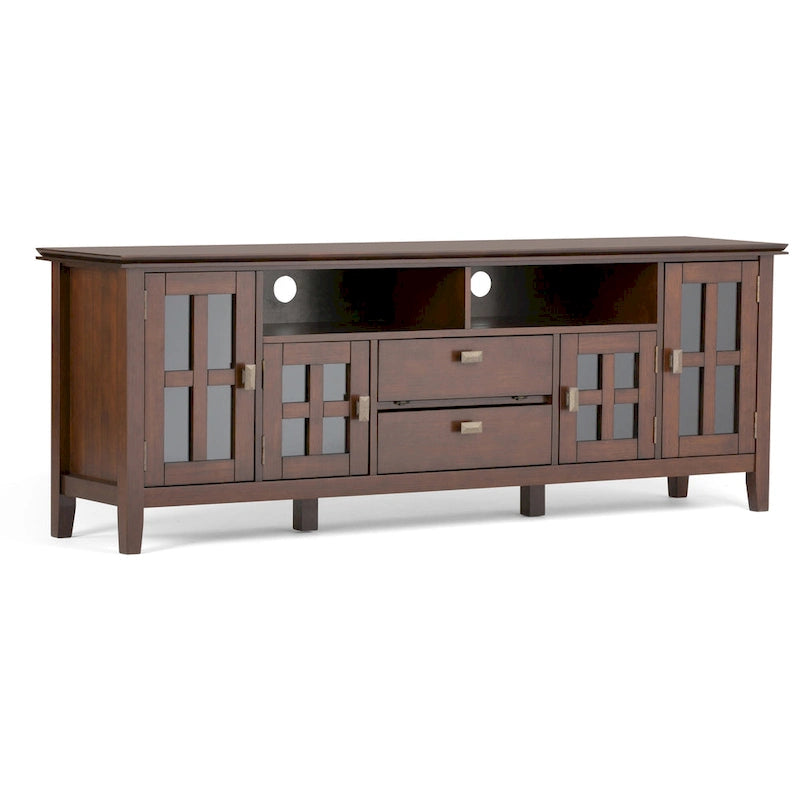 72" Solid Wood TV Stand for TVs up to 80 inch, Extra Wide Media Console with Storage