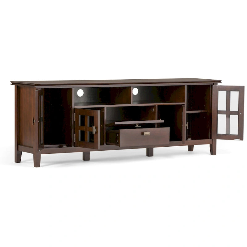 72" Solid Wood TV Stand for TVs up to 80 inch, Extra Wide Media Console with Storage