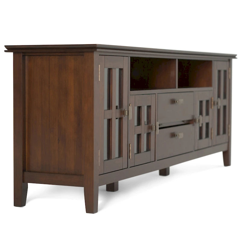72" Solid Wood TV Stand for TVs up to 80 inch, Extra Wide Media Console with Storage