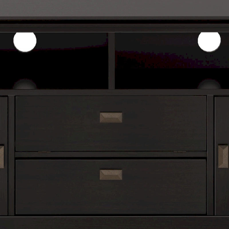 72" Solid Wood TV Stand for TVs up to 80 inch, Extra Wide Media Console with Storage