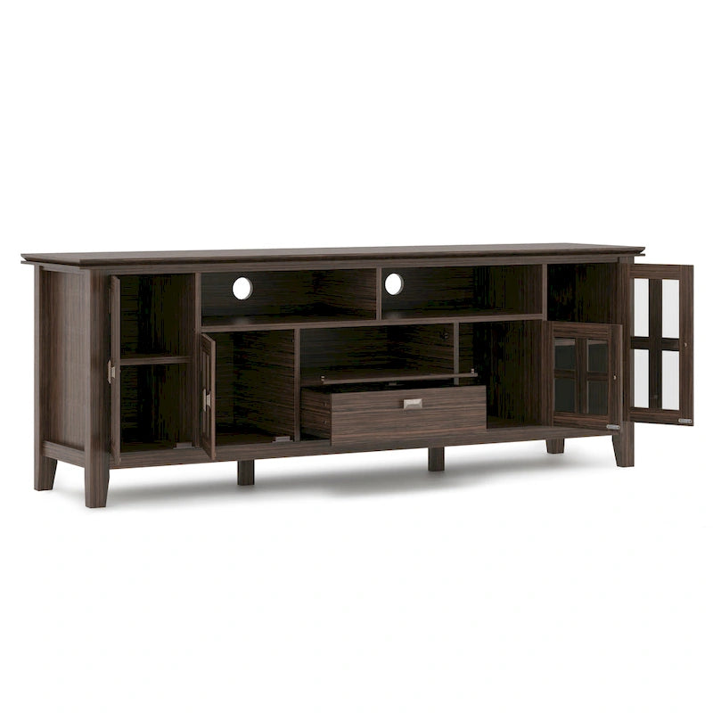 72" Solid Wood TV Stand for TVs up to 80 inch, Extra Wide Media Console with Storage