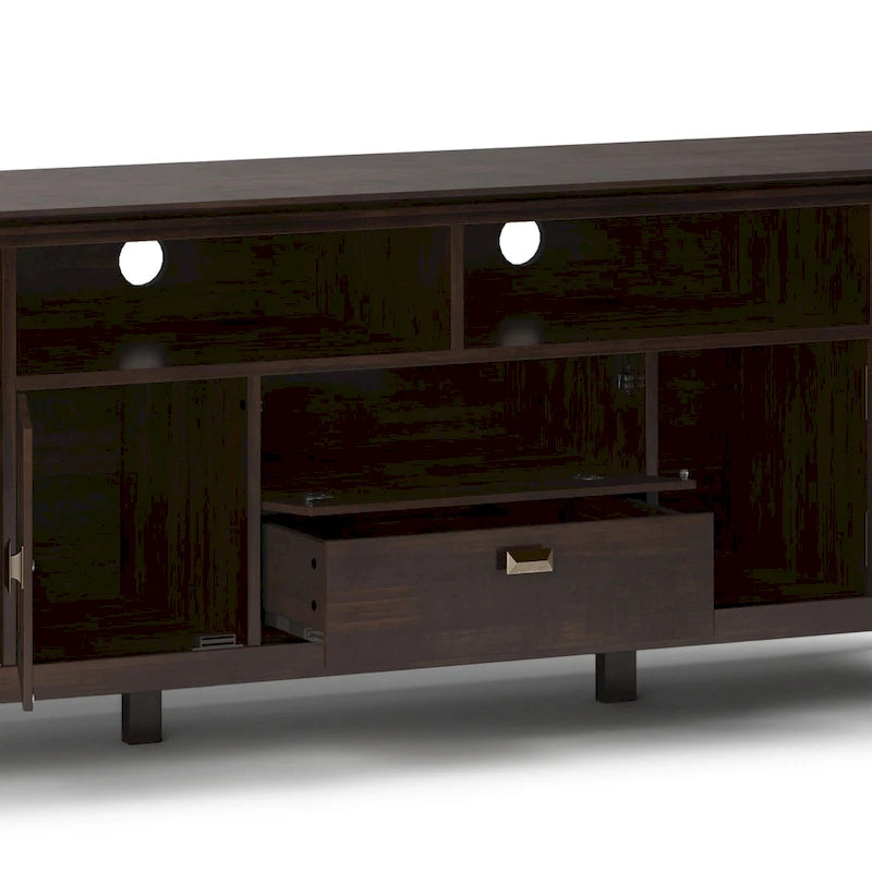 72" Solid Wood TV Stand for TVs up to 80 inch, Extra Wide Media Console with Storage