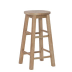 Backless Counter Height Stool, Solid Rubberwood, 24" Seat, 250 lb Capacity, Natural/Greywash/White