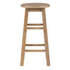 Backless Counter Height Stool, Solid Rubberwood, 24" Seat, 250 lb Capacity, Natural/Greywash/White