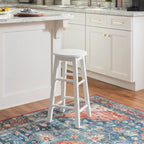 Backless Counter Height Stool, Solid Rubberwood, 24" Seat, 250 lb Capacity, Natural/Greywash/White
