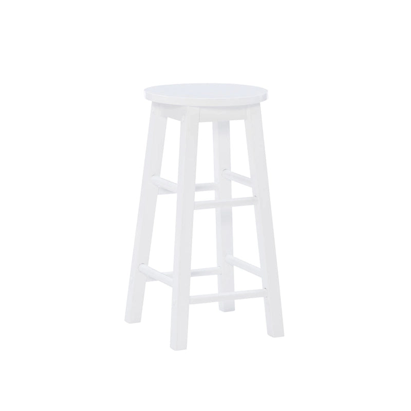 Backless Counter Height Stool, Solid Rubberwood, 24" Seat, 250 lb Capacity, Natural/Greywash/White